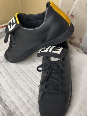 Fendi Black Sneakers with Yellow Heel Tab
